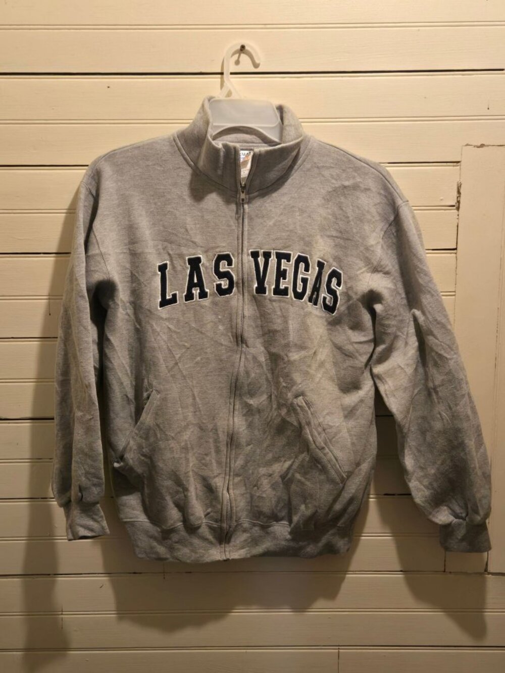 TEEMAX Zip Up Sweatshirt Mens M Las Vegas Gray Full Zip Jacket Cotton Blend